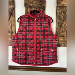 J. Crew Red Plaid Quilted Vest Women’s XXL